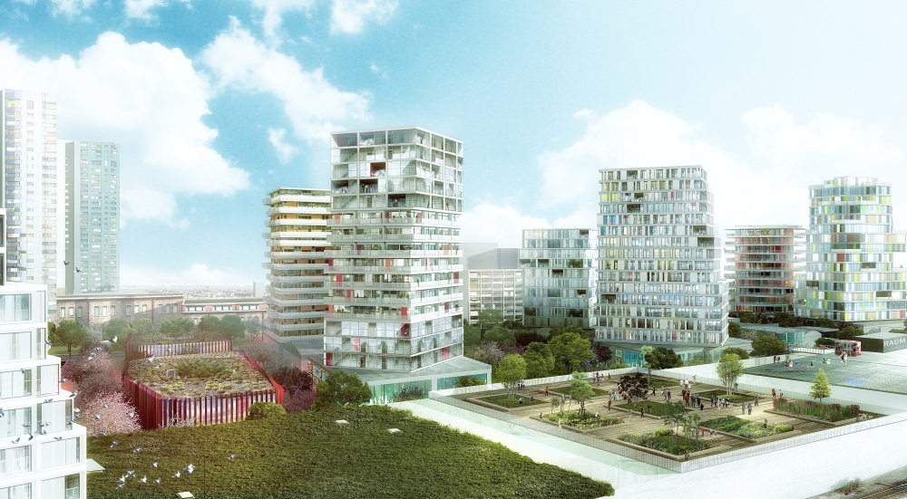 (Vue concept depuis l’hôtel logistique multimodal)